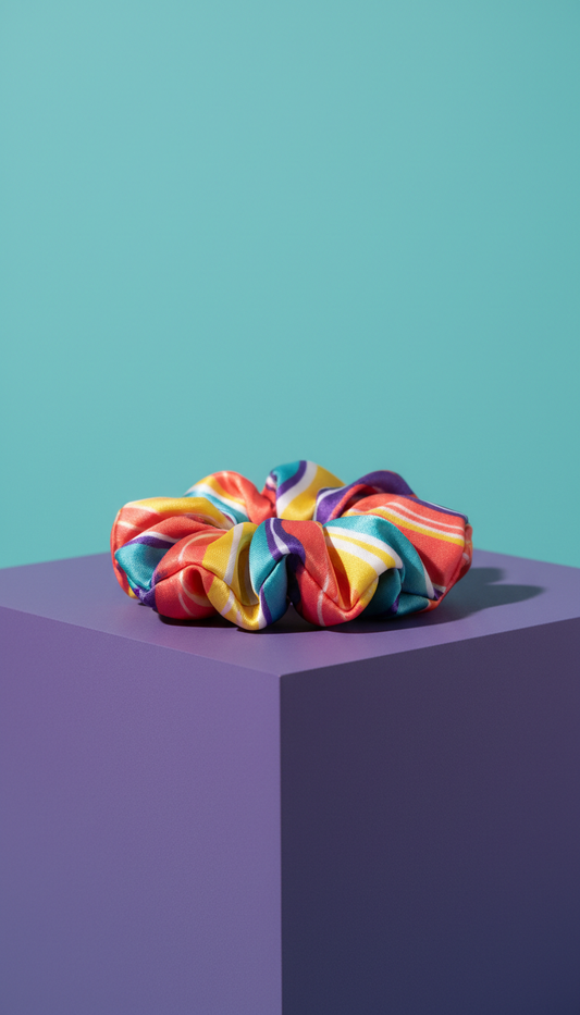 Violet Fizz Patterned Satin Scrunchie