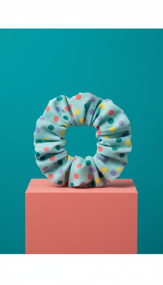 Aqua Pop Confetti Dots Scrunchie